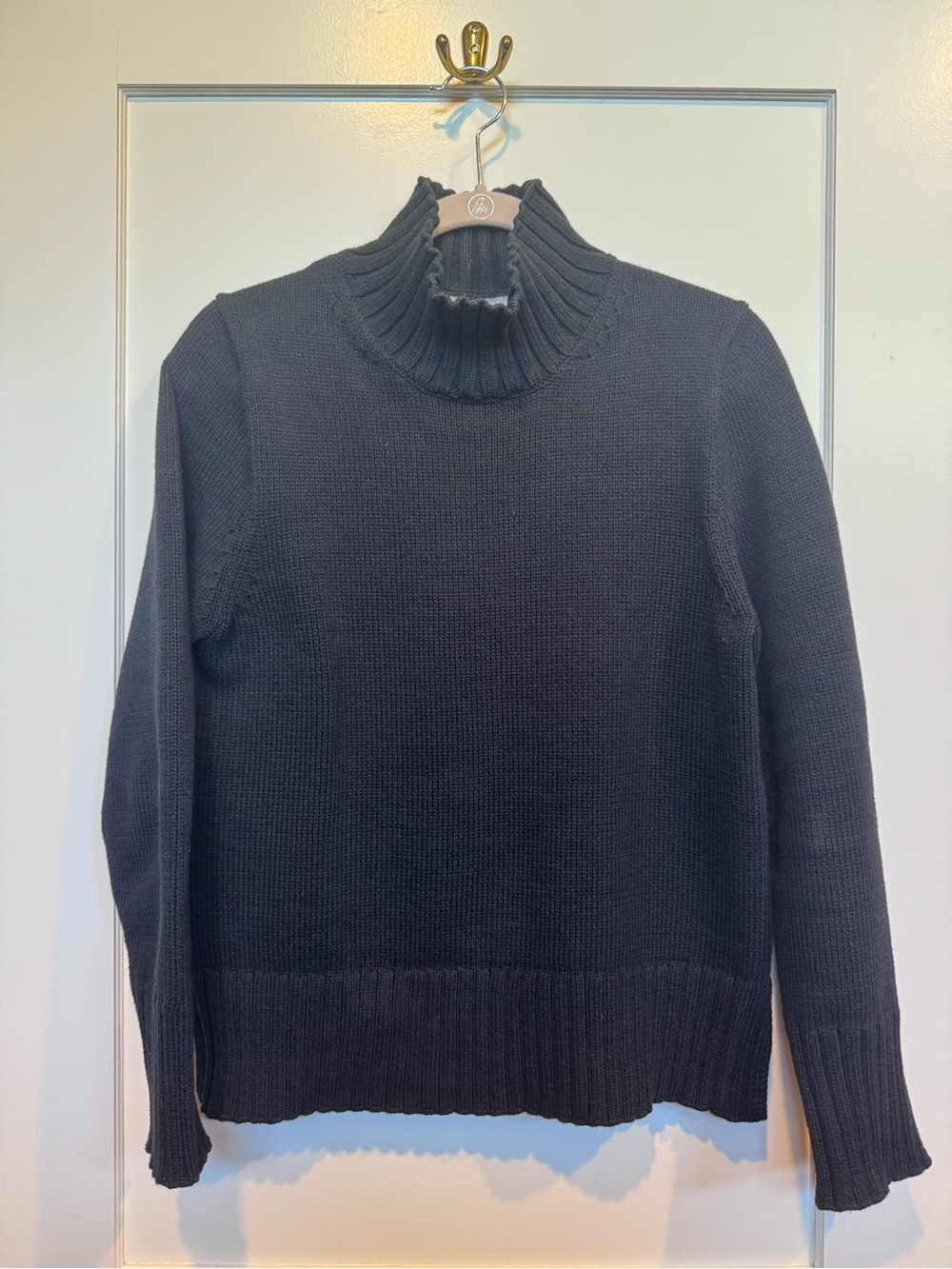 J Crew Cotton Black Turtleneck Knit Sweater